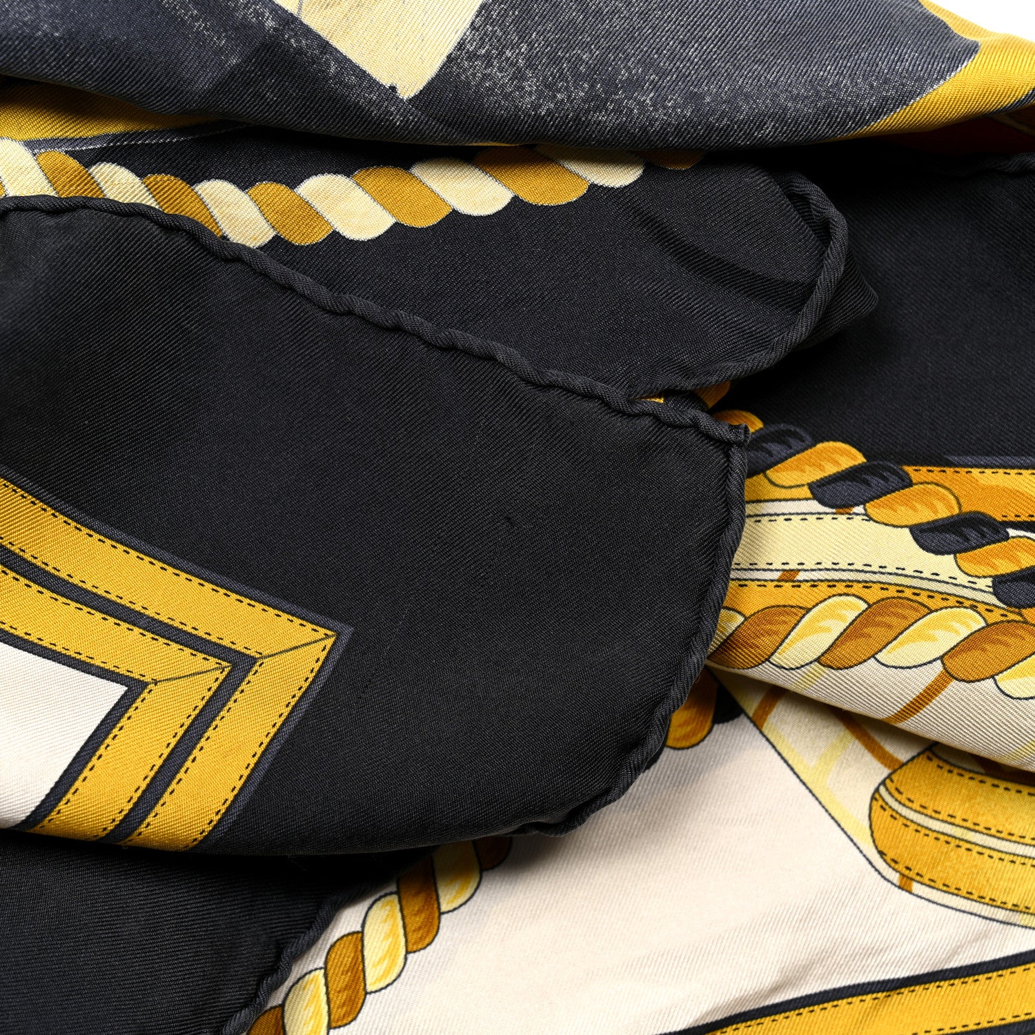 Hermes Silk Grande Tenue Scarf Wash 90 Black Cream Gold 6 of 6