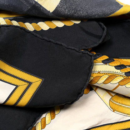 Hermes Silk Grande Tenue Scarf Wash 90 Black Cream Gold 6 of 6