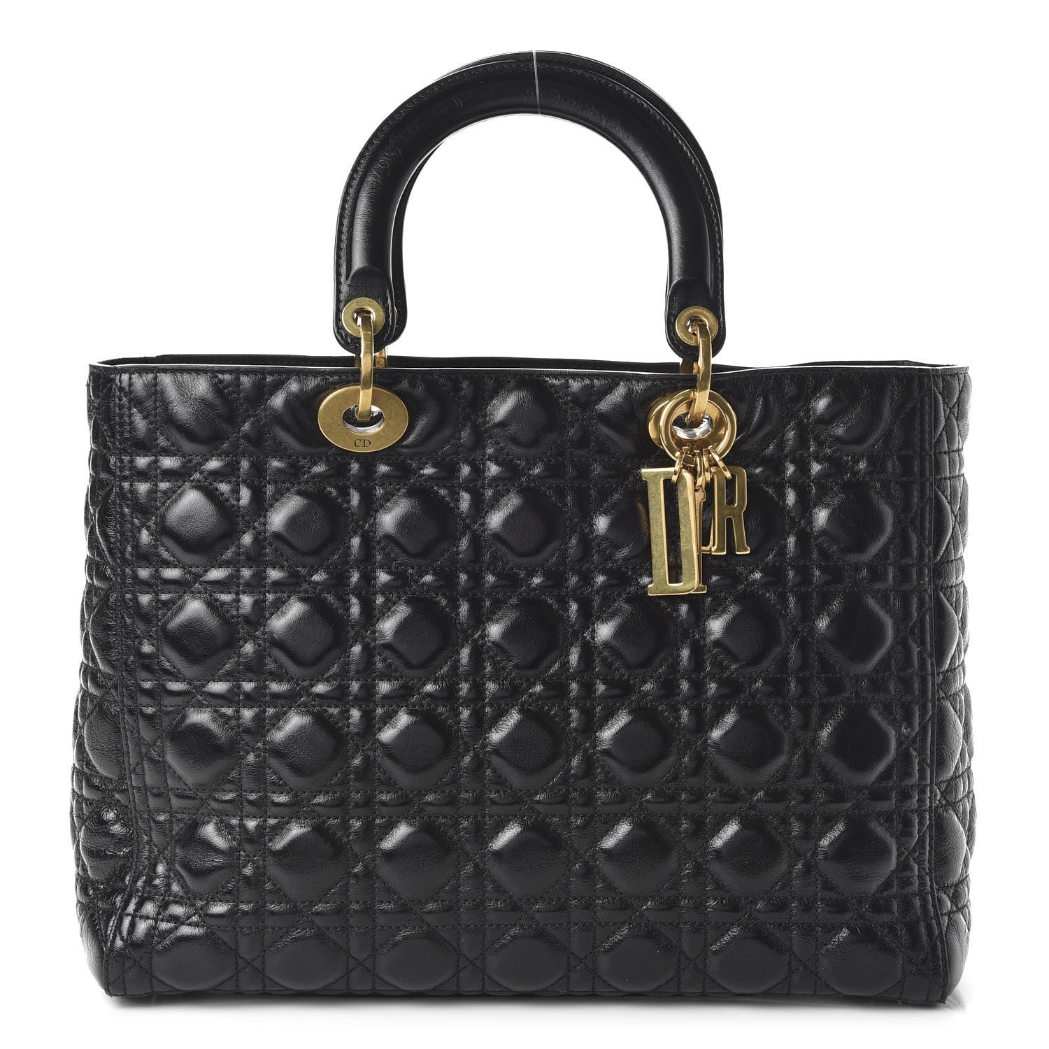 Christian Dior Crinkled Patent Cannage Large Lady Dior Black 1 of 9