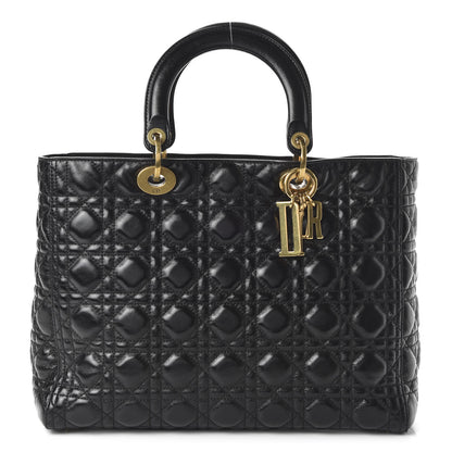 Christian Dior Crinkled Patent Cannage Large Lady Dior Black 1 of 9