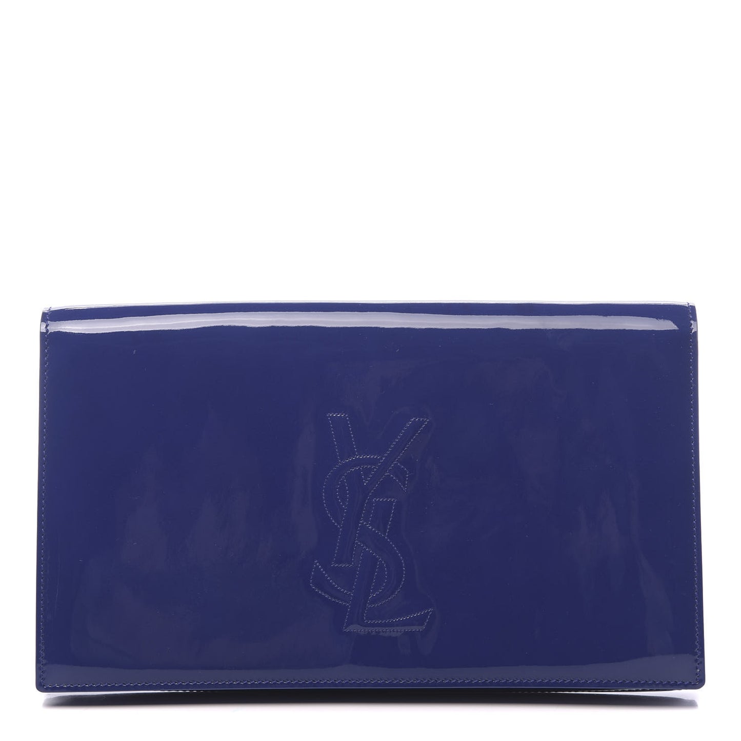 Patent Calfskin Monogram Large Belle De Jour Clutch Royal Blue