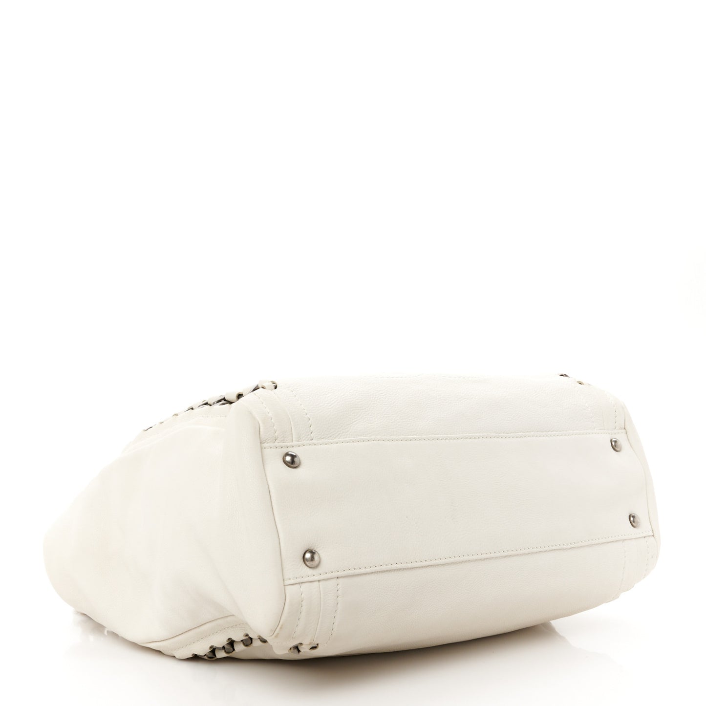 Calfskin East West Modern Chain Tote White