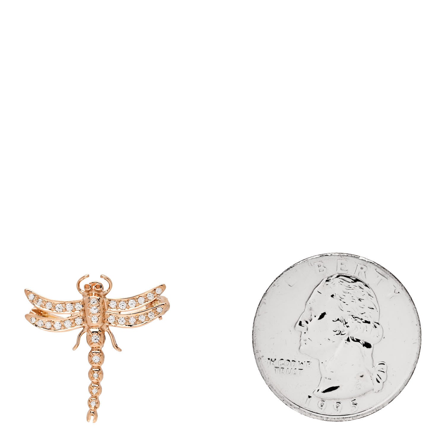 Tiffany 18K Rose Gold Diamond Dragonfly Brooch Pin 3 of 6