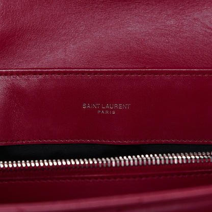Saint Laurent Calfskin Y Quilted Monogram Medium Loulou Chain Satchel Lipstick Red 9 of 20