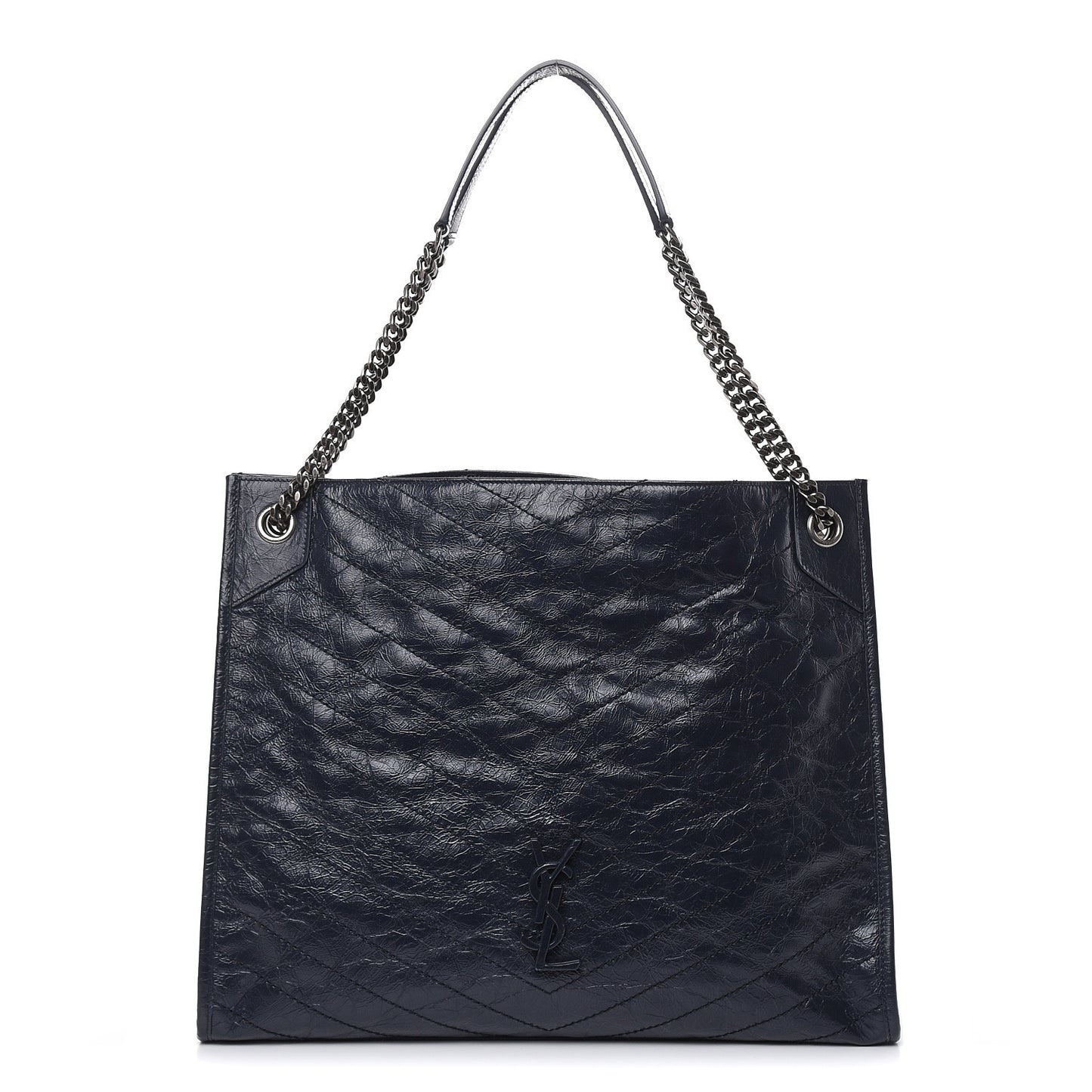 Crinkled Calfskin Matelasse Monogram Niki Shoulder Bag Deep Marine