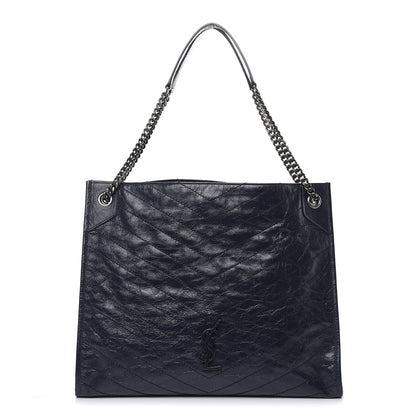 Saint Laurent Crinkled Calfskin Matelasse Monogram Niki Shoulder Bag Deep Marine 1 of 12