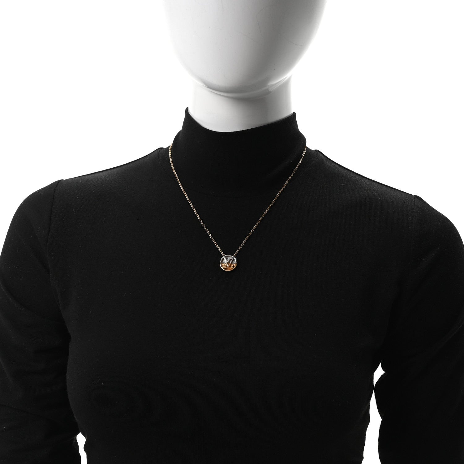 Louis Vuitton Metal L to V Necklace Gold Silver 2 of 5