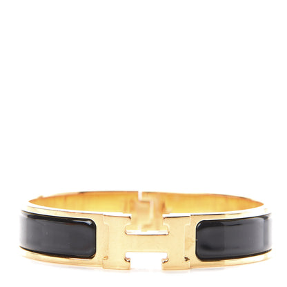 Hermes Enamel Narrow Clic Clac H Bracelet PM Black 1 of 4
