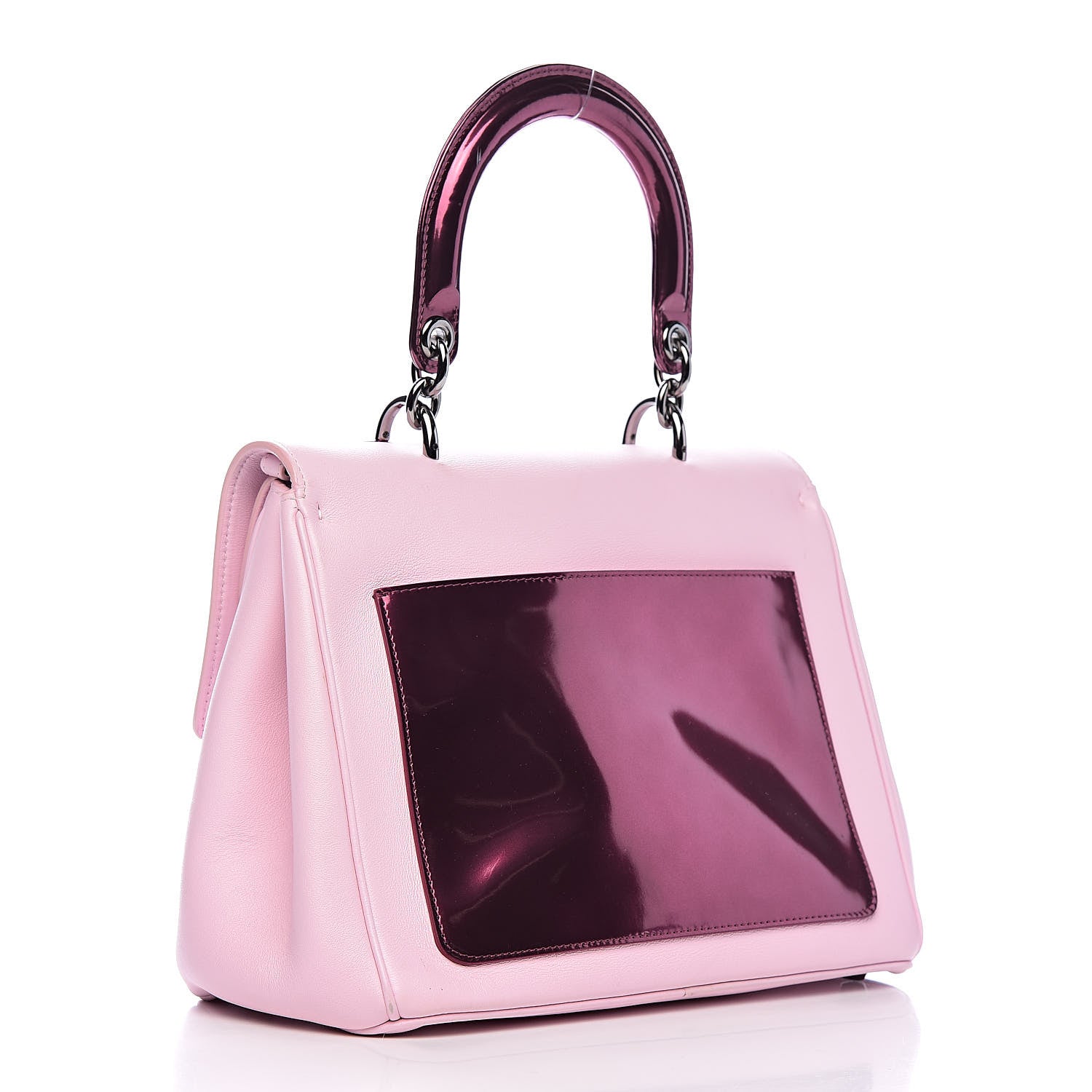 Christian Dior Metallic Patent Smooth Calfskin Small Be Dior Flap Pink Fuchsia 3 of 19
