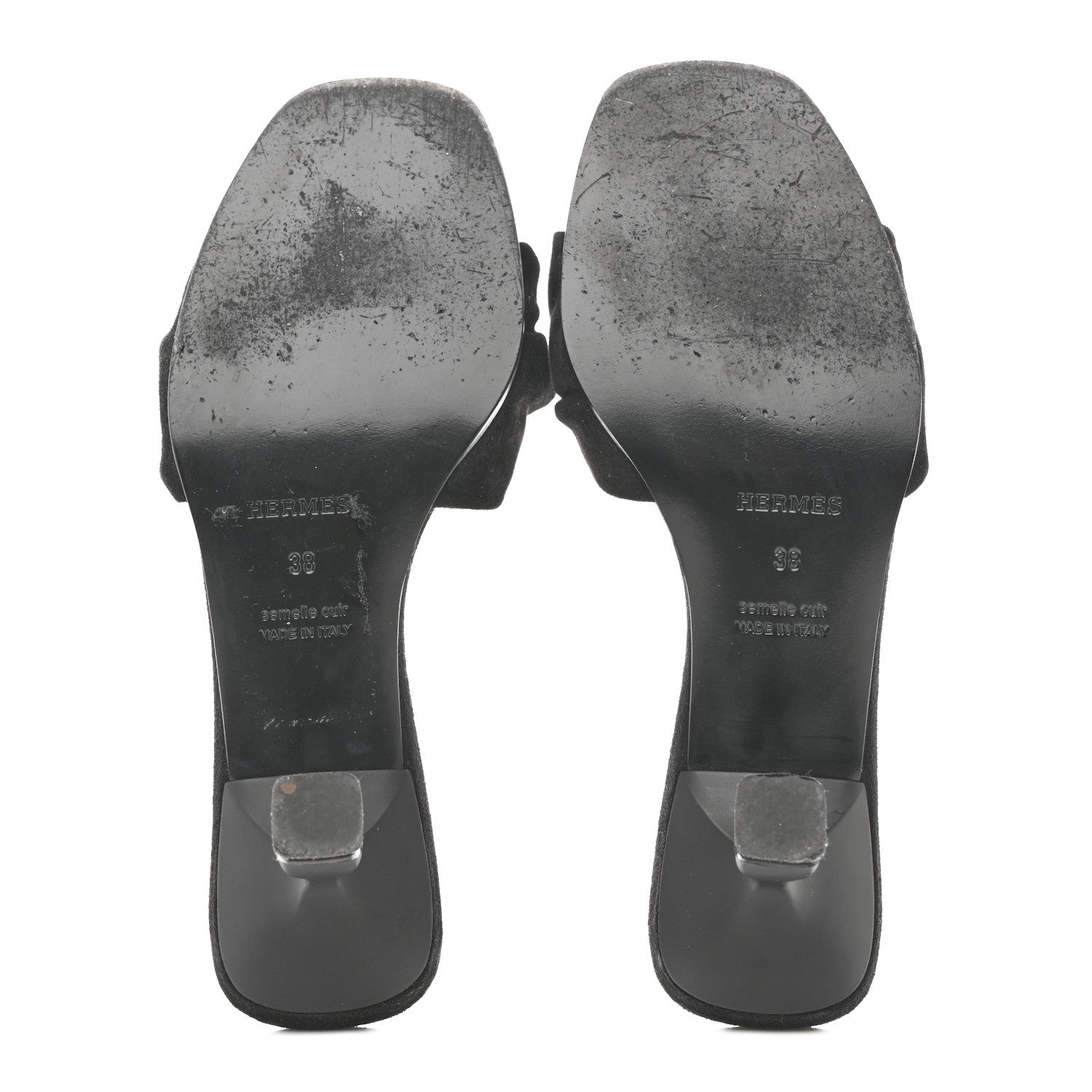 Hermes Suede Goatskin Giny 55 Sandals 38 Black 6 of 10