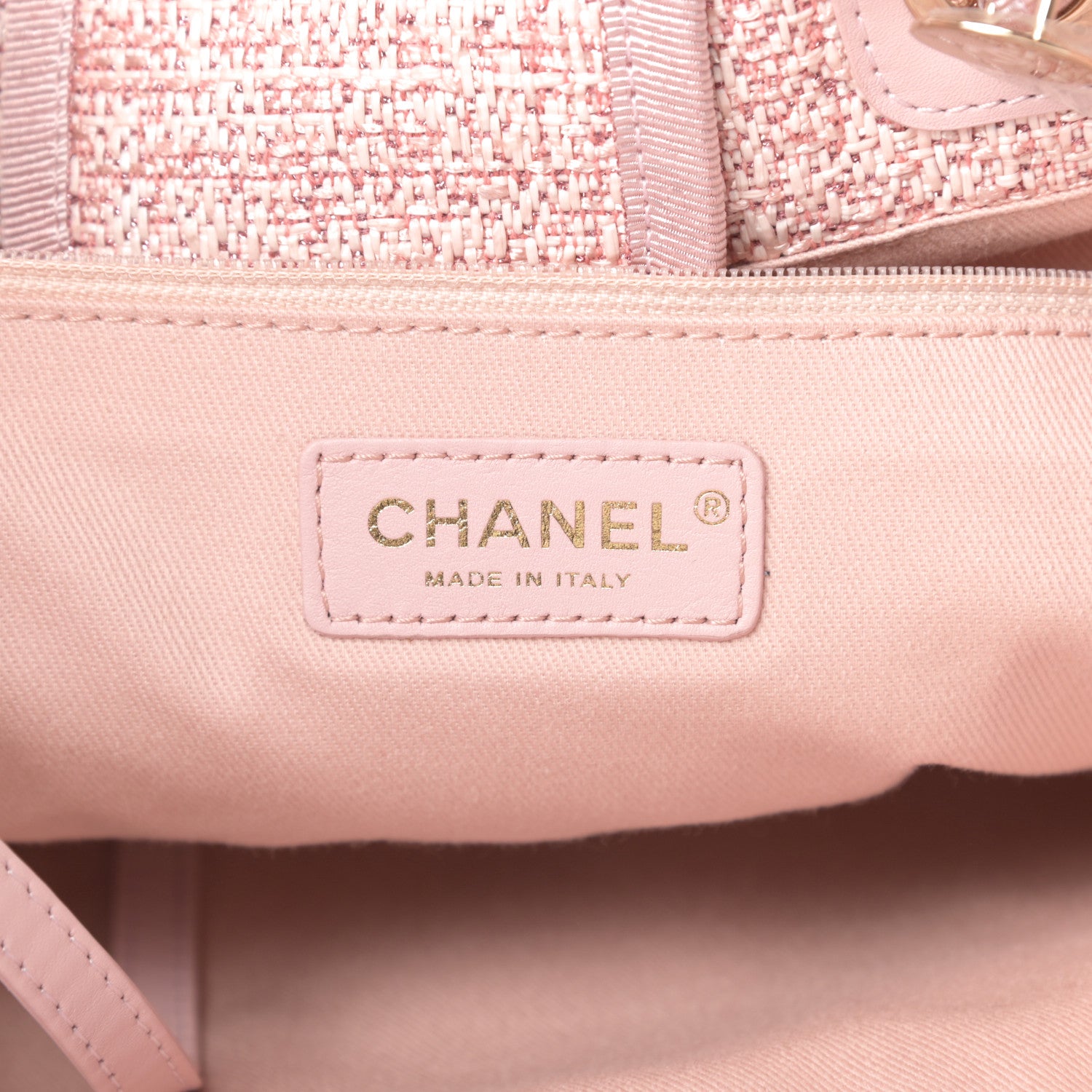 Chanel Straw Lurex Medium Deauville Tote Pink 6 of 11
