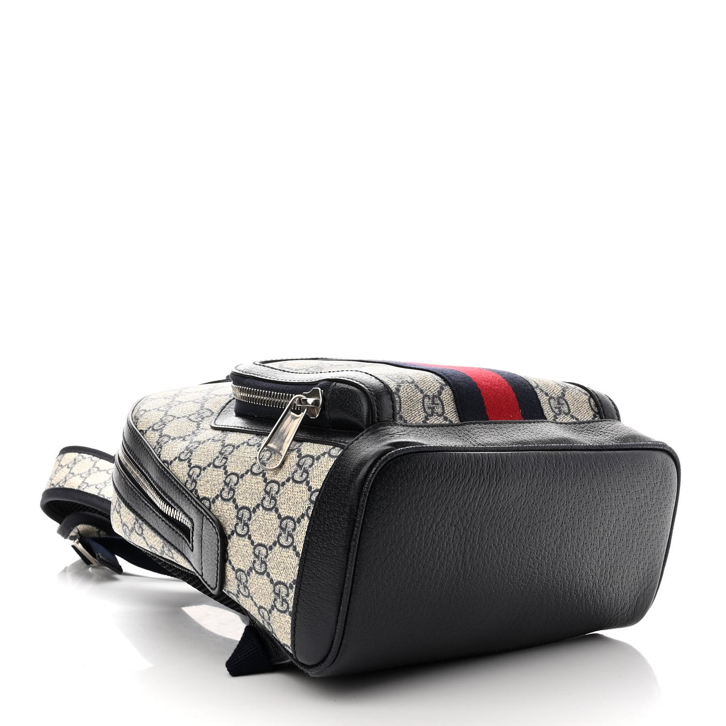 GG Supreme Monogram Textured Dollar Calfskin Web Small Ophidia Day Backpack Beige Blue Black