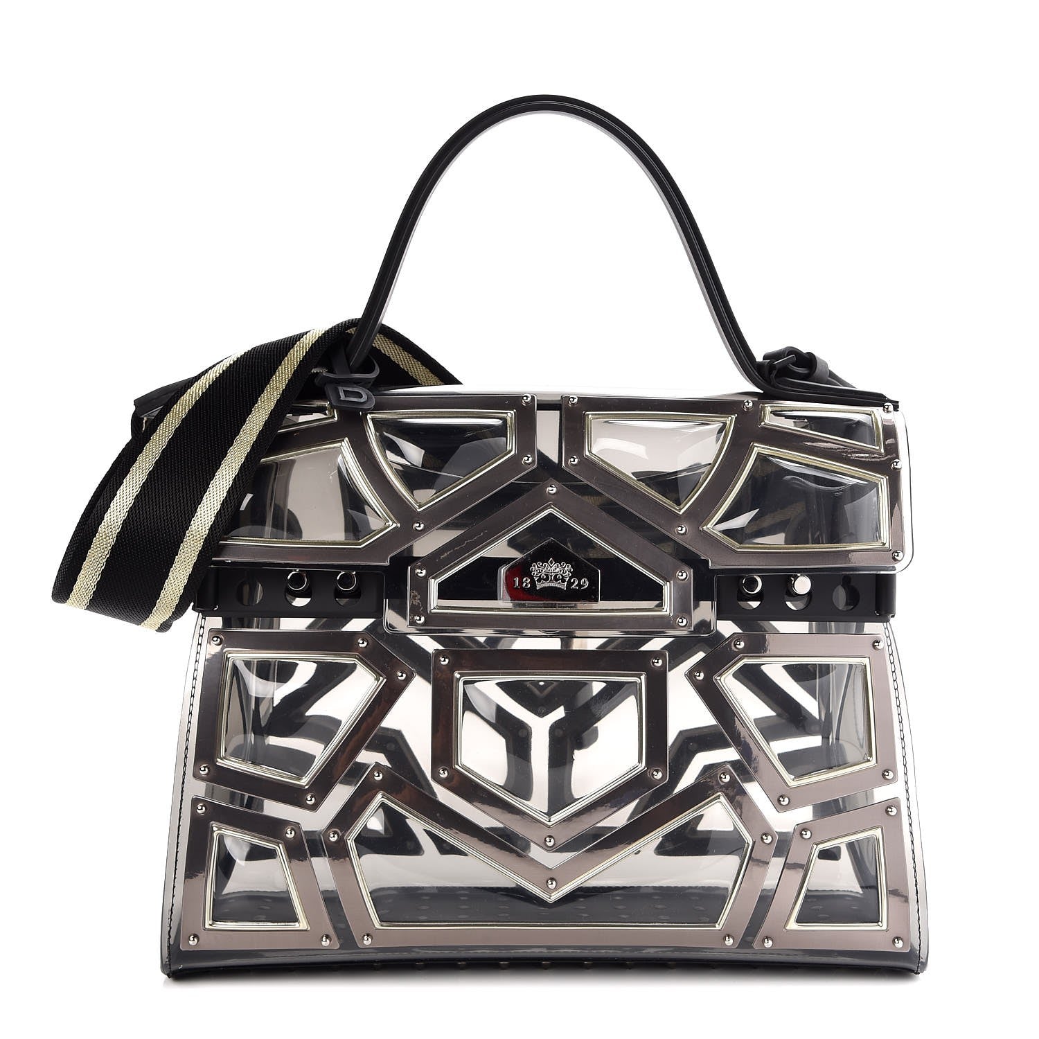 Delvaux Vinyl Gladiator Tempete Satchel Antique Silver Gold 1 of 8