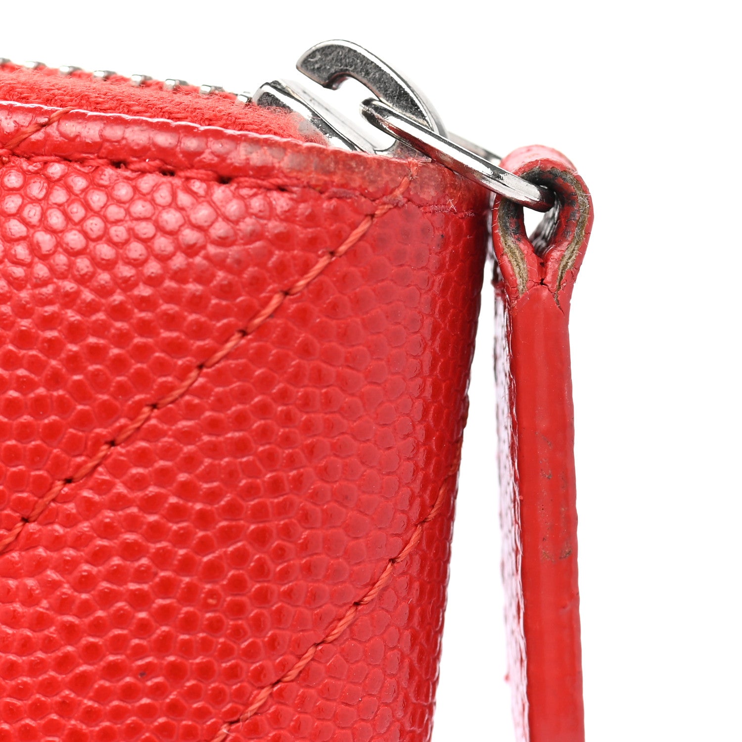 Chanel Caviar Chevron Quilted Medium Zip Around Wallet Red 12 of 18