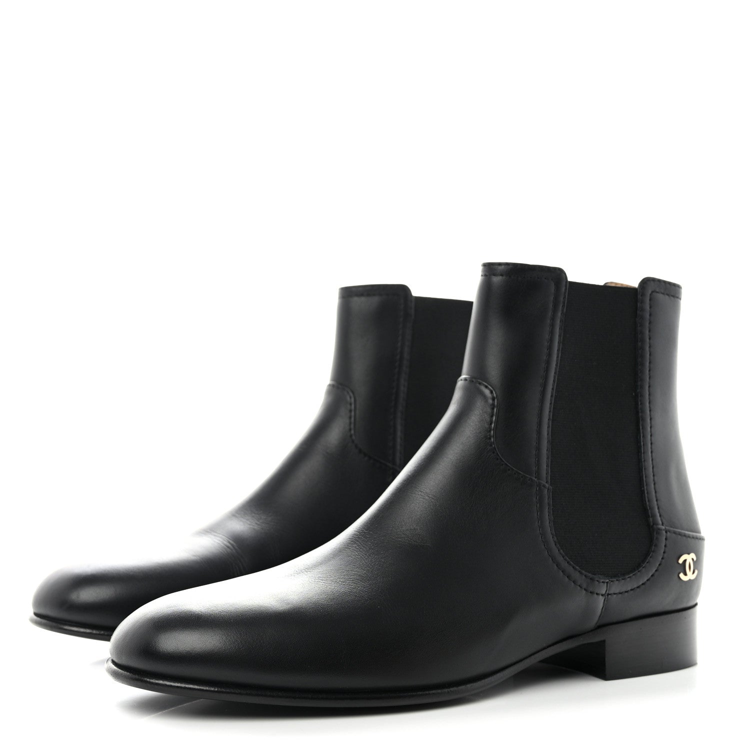 Chanel Calfskin Elastic Short Boots 39.5 Black 3 of 9