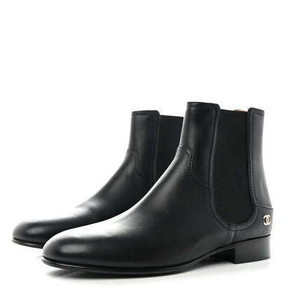 Chanel Calfskin Elastic Short Boots 39.5 Black 3 of 9