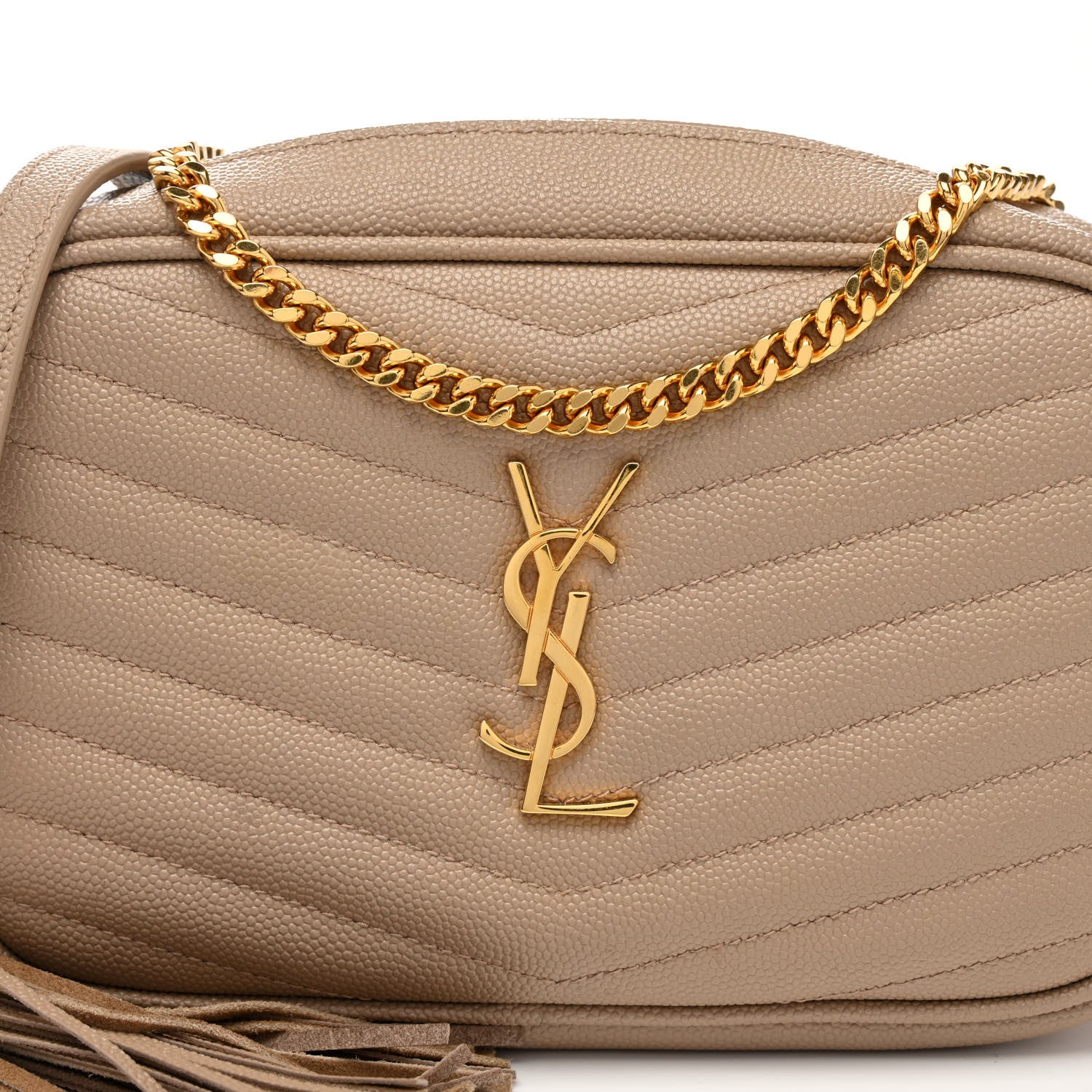 Saint Laurent Grain De Poudre Matelasse Monogram Mini Lou Camera Bag Dark Latte 8 of 11
