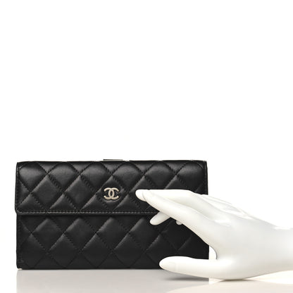 Chanel Lambskin Quilted Long Flap Wallet Black 2 of 13