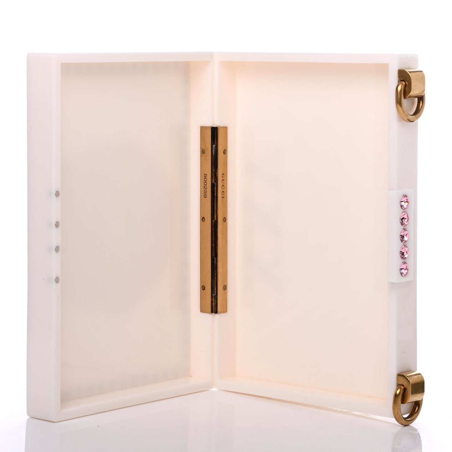 Plexiglass Crystal Cat Face Box Clutch White