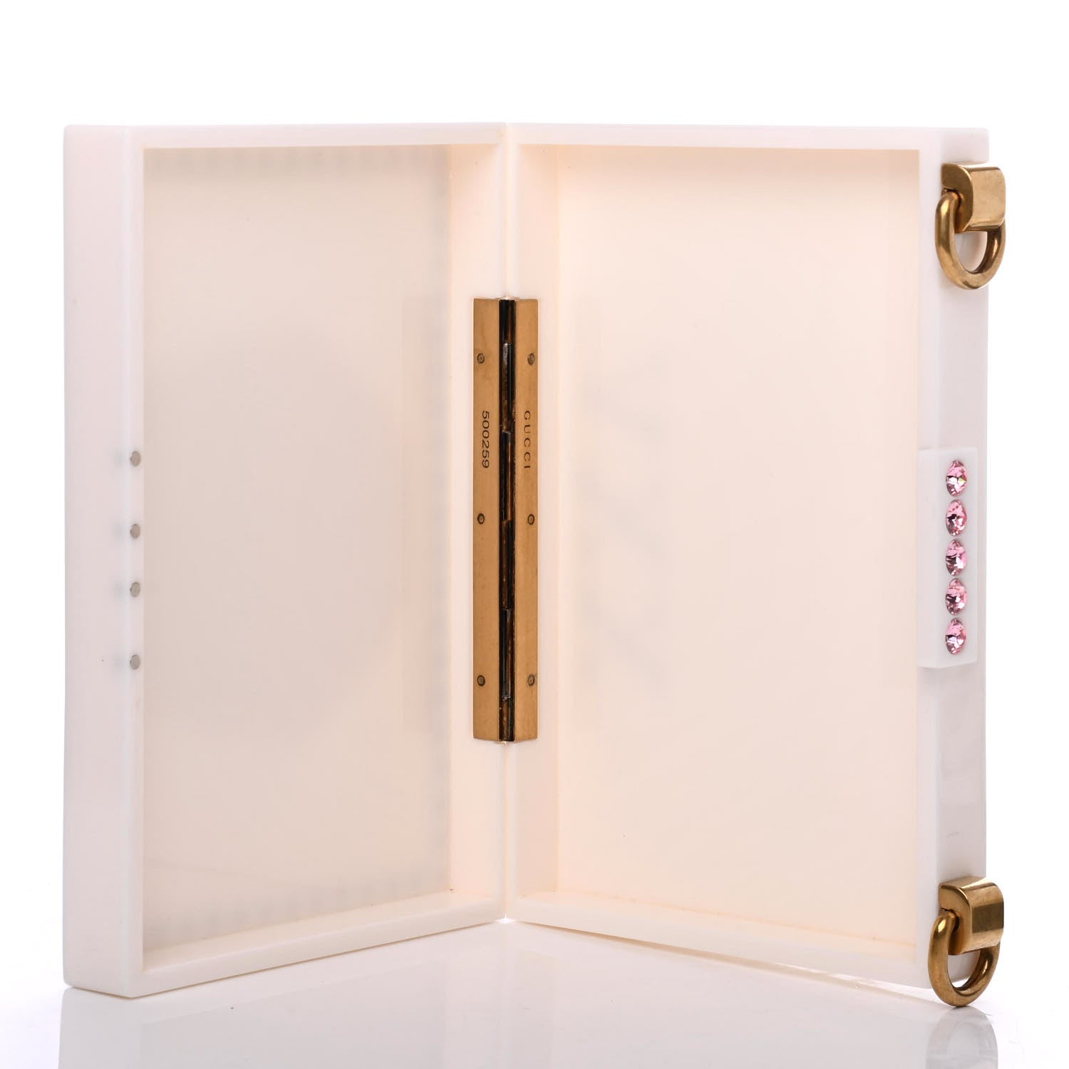 Gucci Plexiglass Crystal Cat Face Box Clutch White 4 of 4