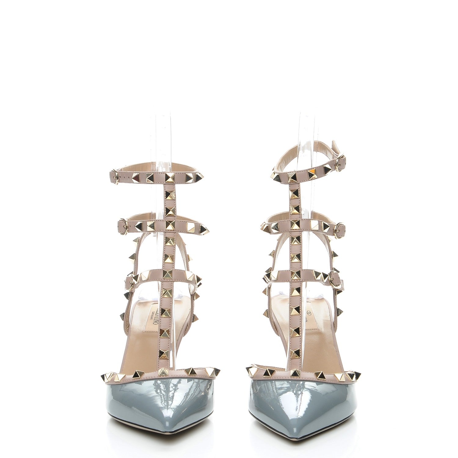 Valentino Garavani Patent Nappa Rockstud Ankle Strap 65mmPumps 40 Light Stone Poudre 2 of 9
