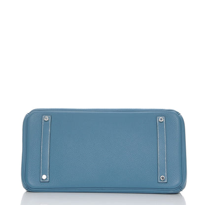 Hermes Taurillon Clemence Birkin 35 Blue Jean 6 of 27