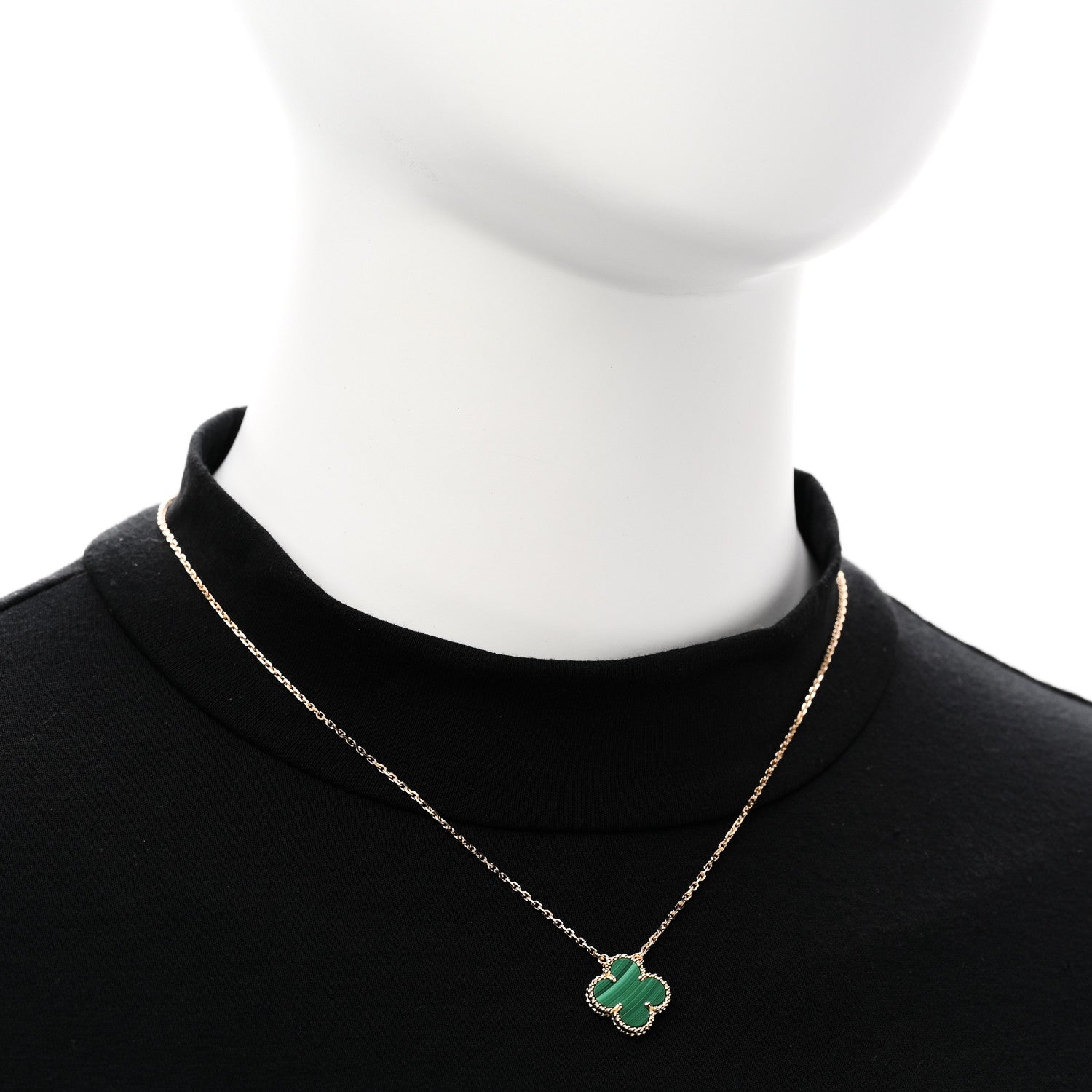 Van Cleef & Arpels 18K Yellow Gold Malachite Vintage Alhambra Pendant Necklace 2 of 7