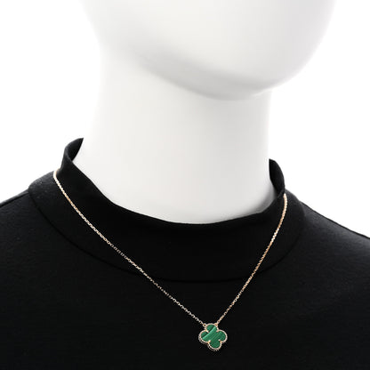 Van Cleef & Arpels 18K Yellow Gold Malachite Vintage Alhambra Pendant Necklace 2 of 7