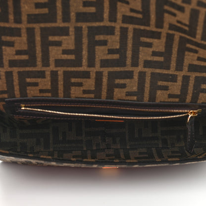 Fendi Fabric Jacquard FF 1974 Medium Baguette Tobacco Moro Black 5 of 10