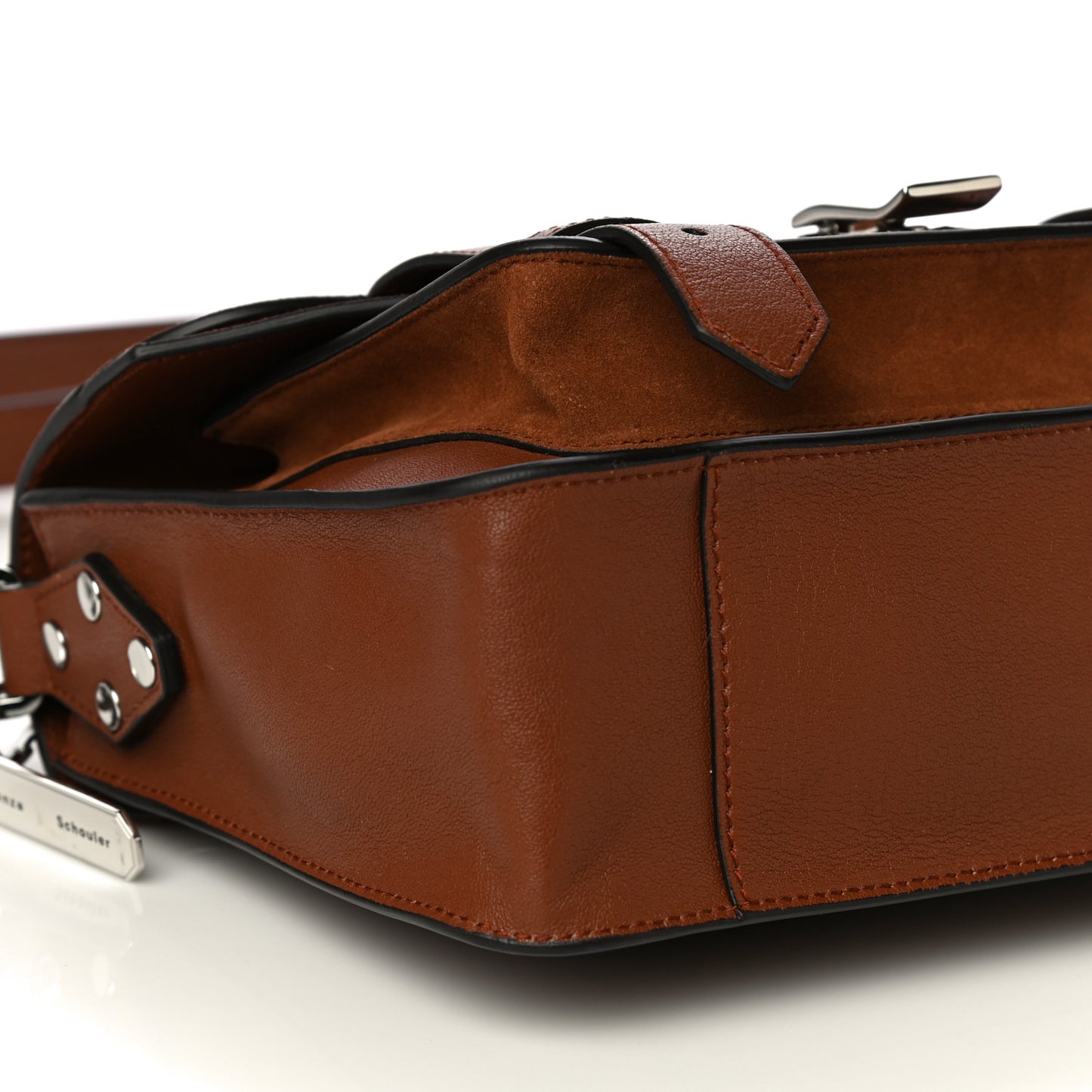 Calfskin Suede Tiny PS1 Satchel Chocolate