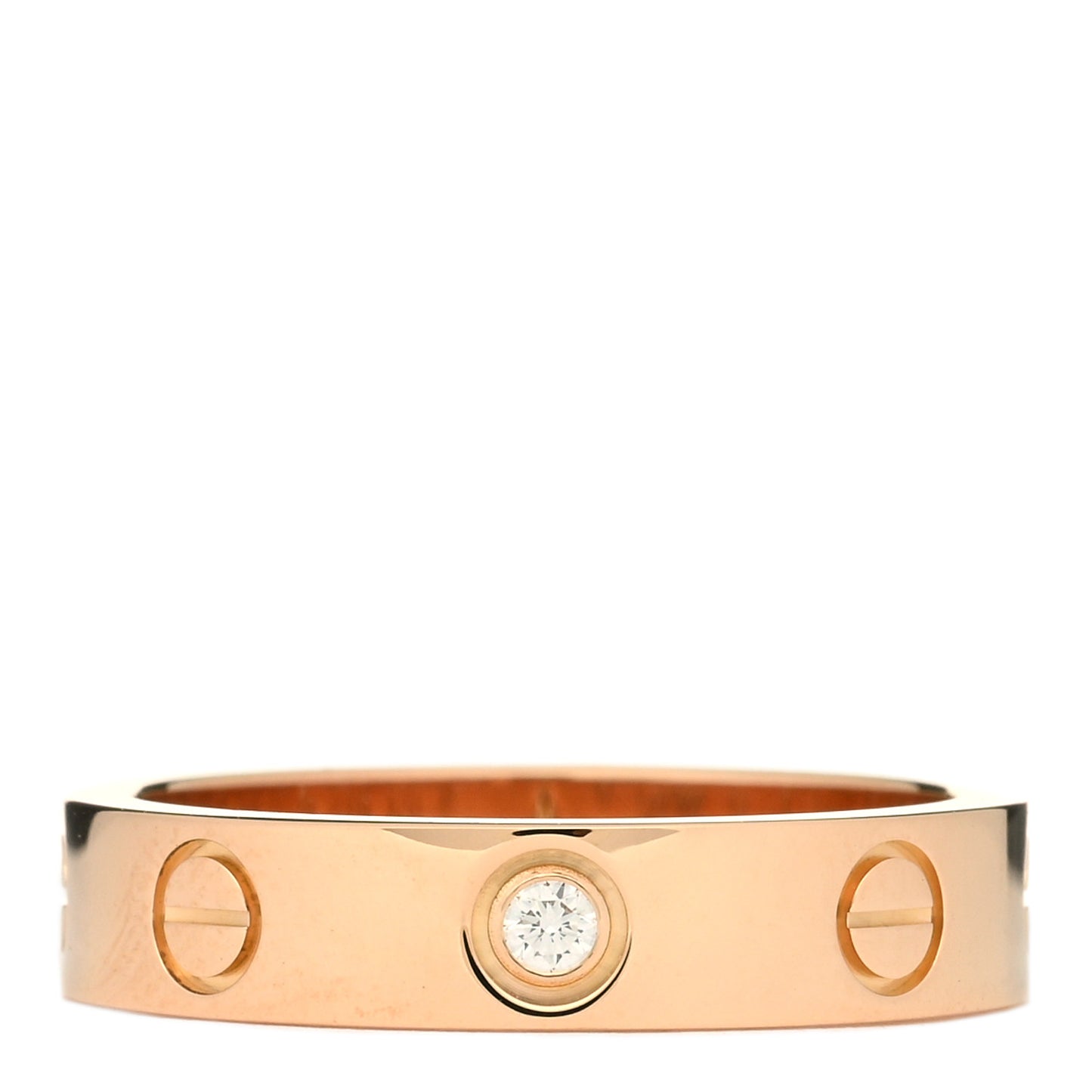 18K Pink Gold Diamond 4mm LOVE Wedding Band Ring 49 4.75