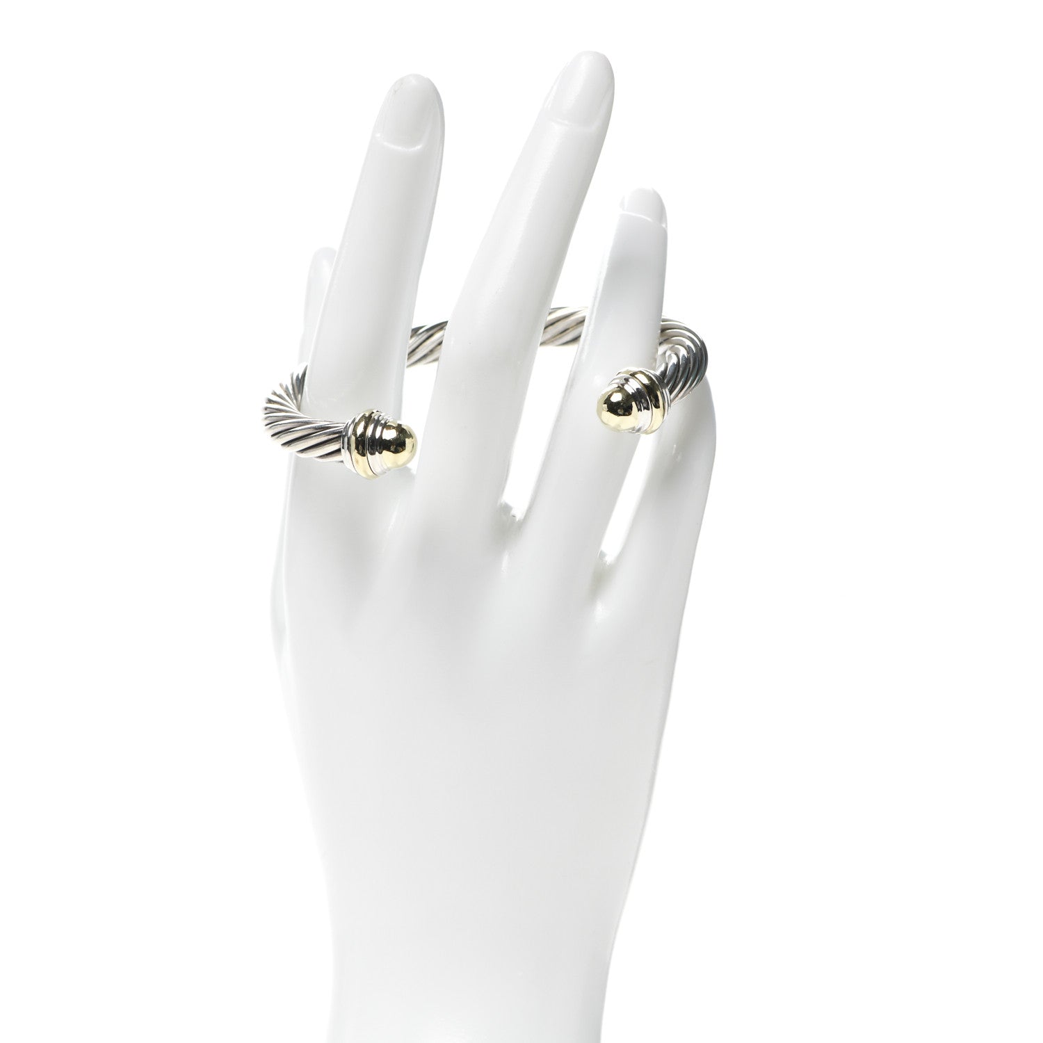 David Yurman Sterling Silver 14K Yellow Gold 7mm Cable Classics Bracelet 2 of 6