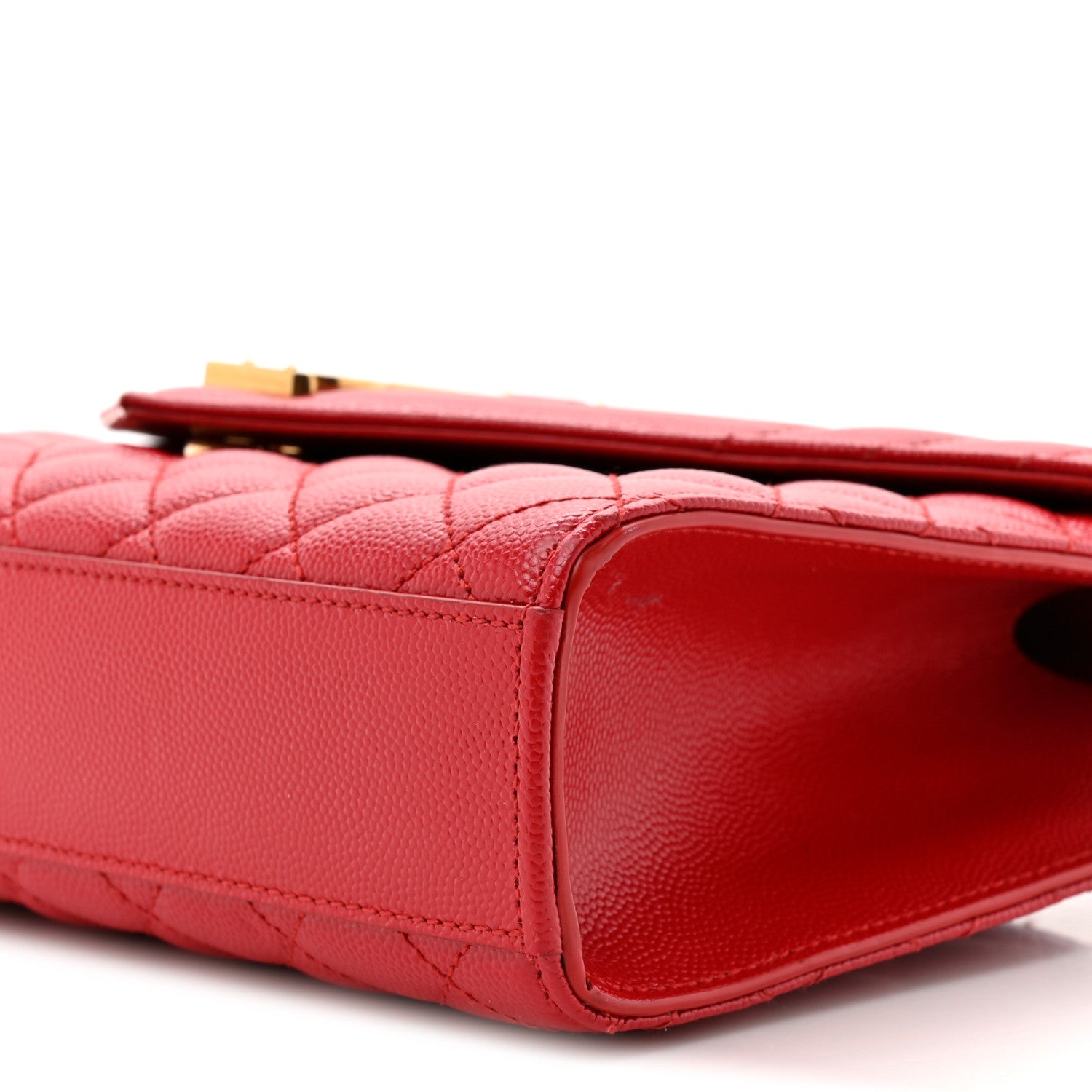 Saint Laurent Grain De Poudre Textured Mixed Matelasse Triquilt Medium Monogram Satchel New Red 9 of 11