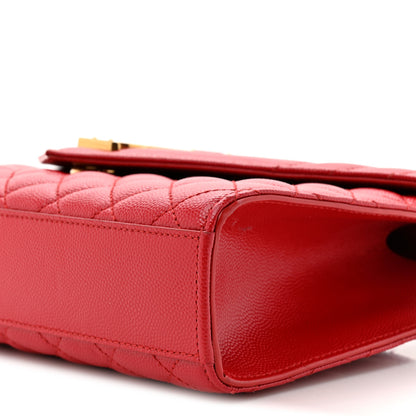 Saint Laurent Grain De Poudre Textured Mixed Matelasse Triquilt Medium Monogram Satchel New Red 9 of 11