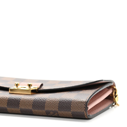 Louis Vuitton Damier Ebene Croisette Chain Wallet Rose Ballerine 10 of 11
