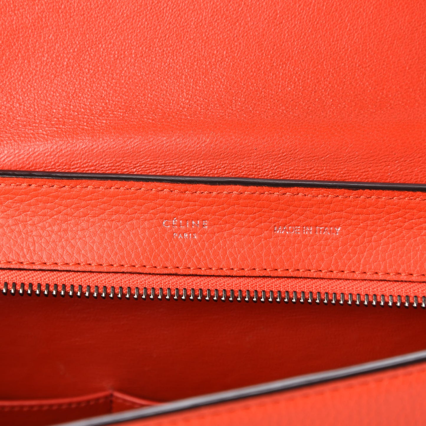Drummed Calfskin Suede Medium Trapeze Vermillion