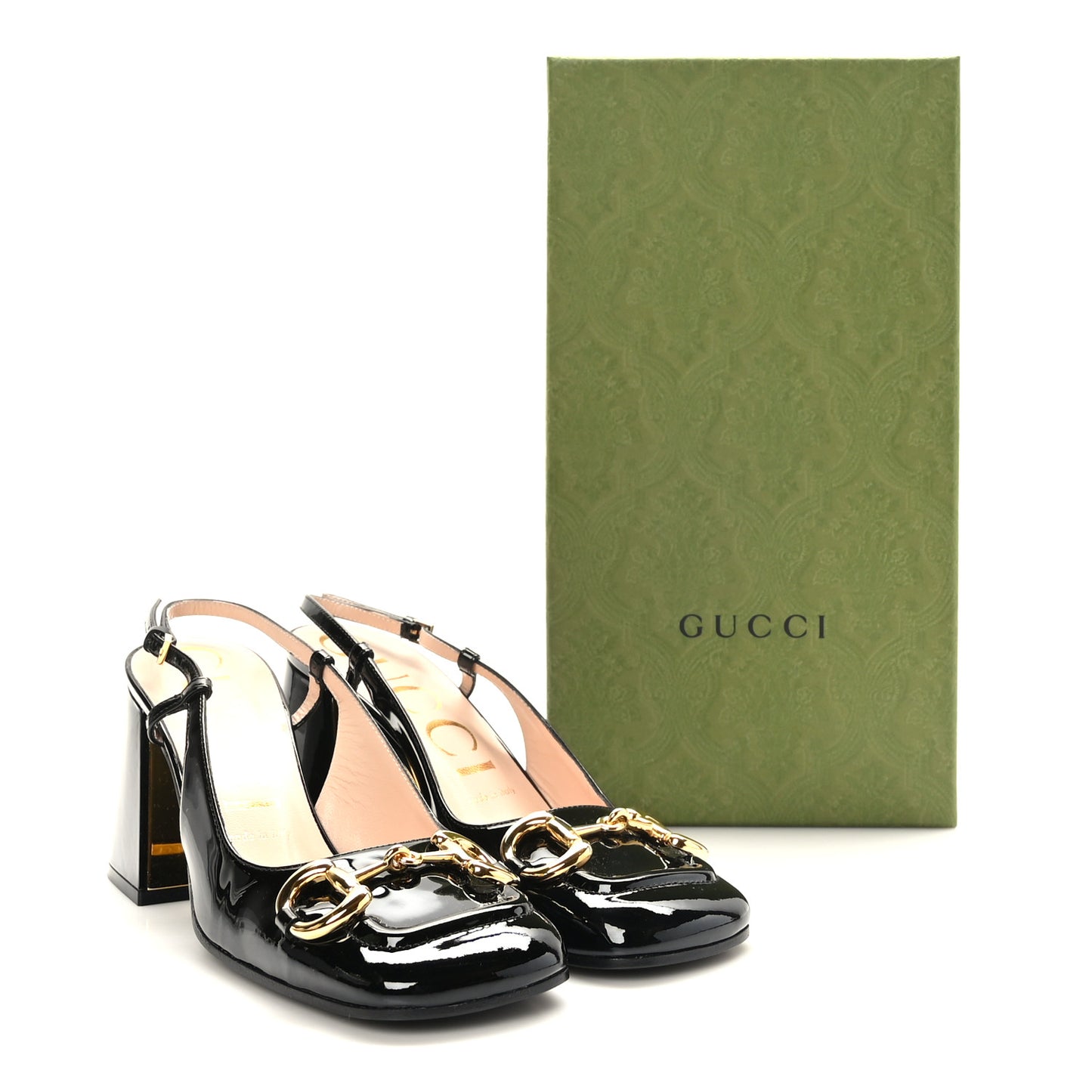 Patent Horsebit 75mm Slingback Pumps 38 Black
