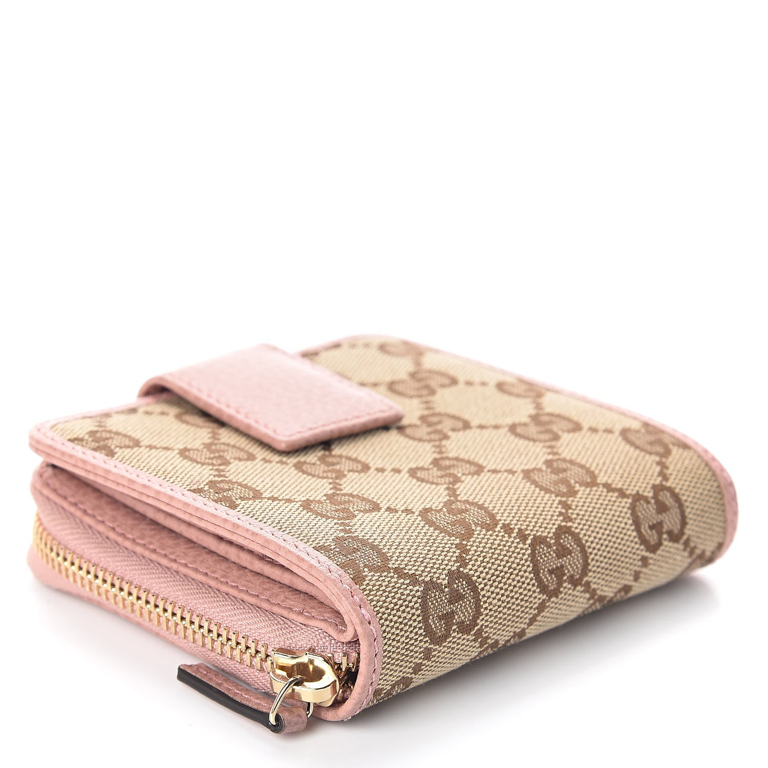 Gucci Monogram Dollar Calfskin Zip Around French Flap Wallet Beige Ebony Soft Pink 4 of 7