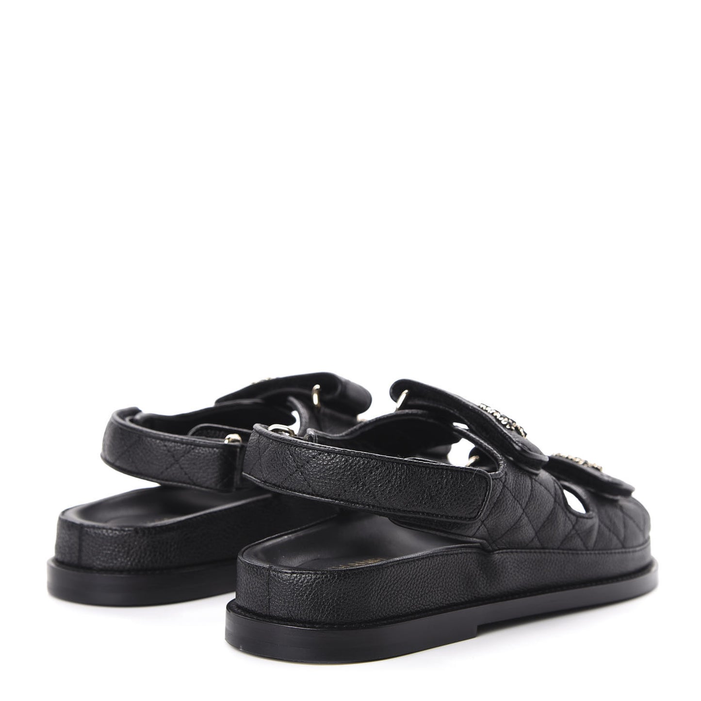 Grained Calfskin Velcro Dad Sandals 37 Black