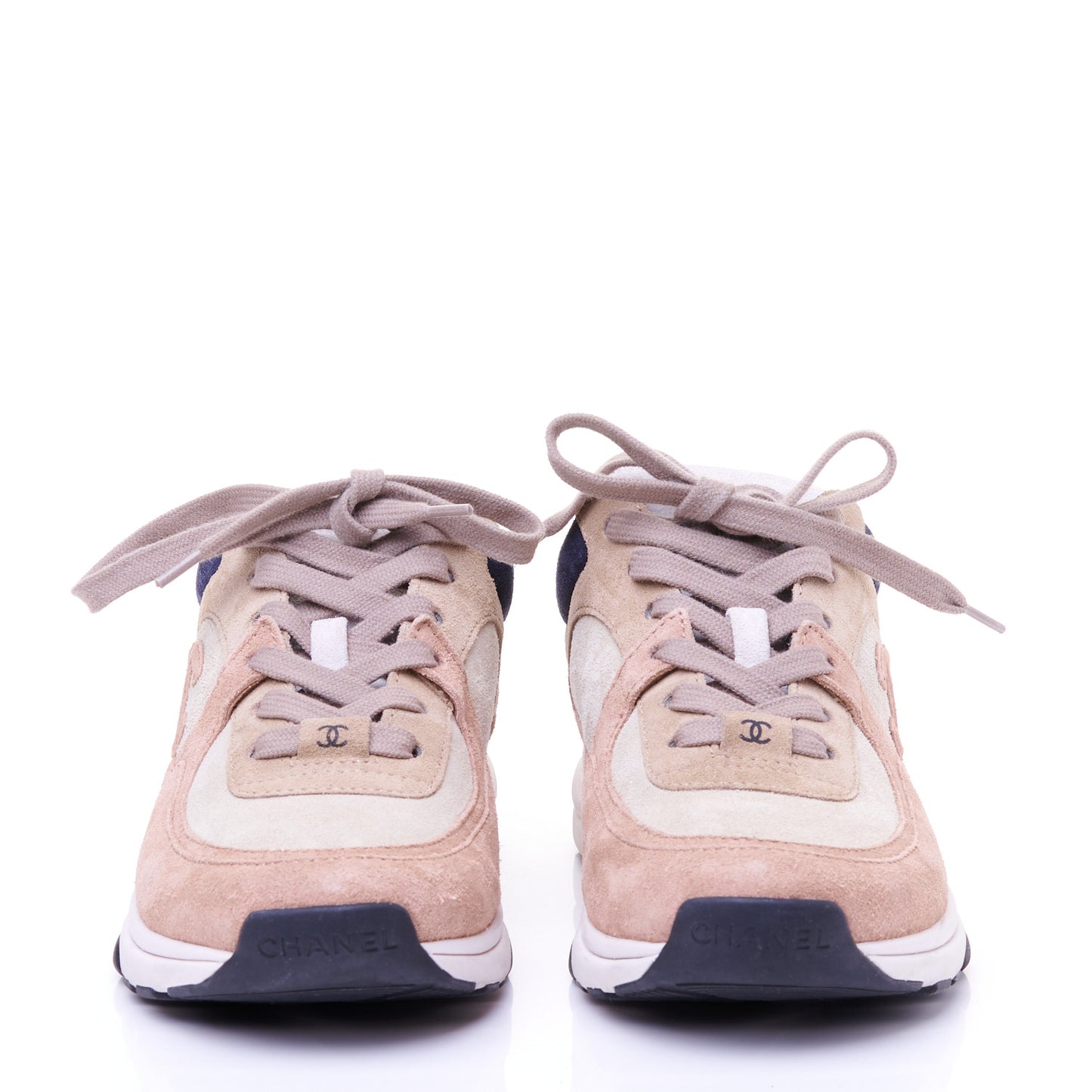 Nylon Lambskin Suede Calfskin CC Sneakers 35.5 Tan