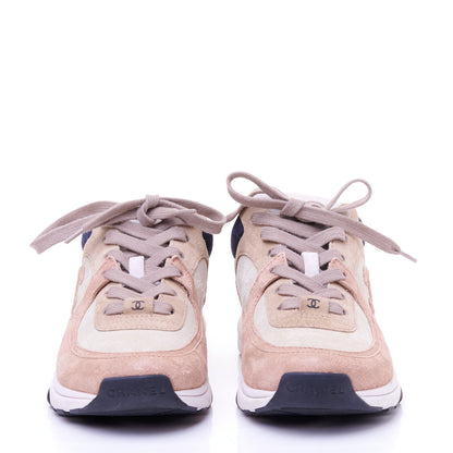 Chanel Nylon Lambskin Suede Calfskin CC Sneakers 35.5 Tan 2 of 9