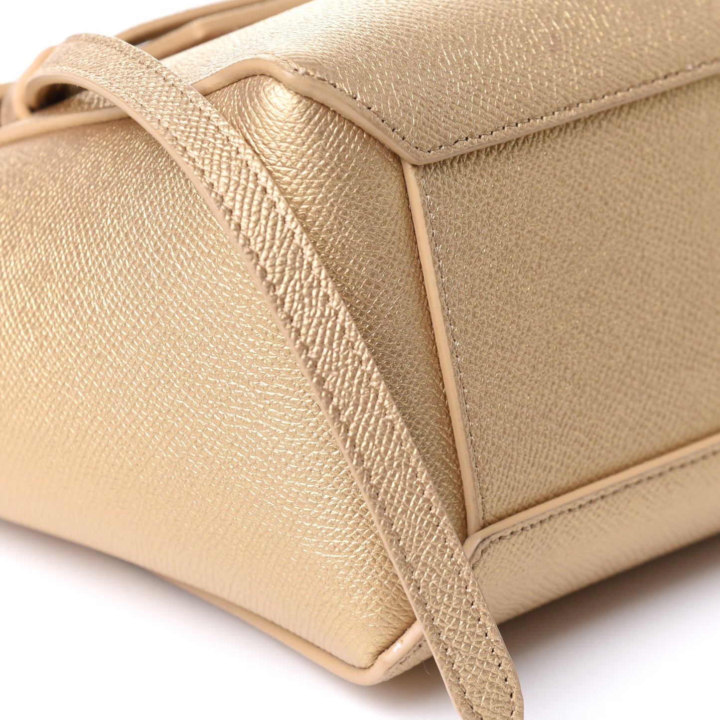 Laminated Calfskin Nano Belt Bag Gold