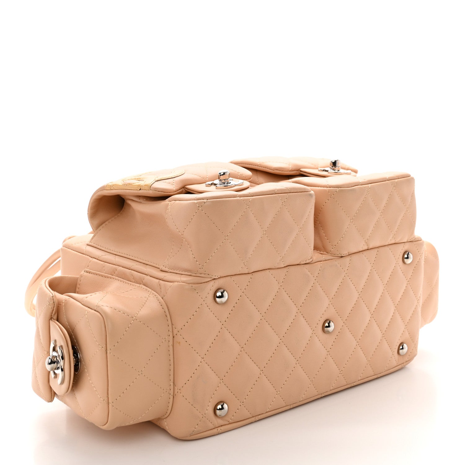 Chanel Calfskin Quilted Small Cambon Multipocket Reporter Beige 4 of 11