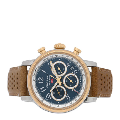 Chopard Stainless Steel 18K Yellow Gold Calfskin 40.5mm Mille Miglia Classic Chronograph Automatic Watch Blue 2 of 5