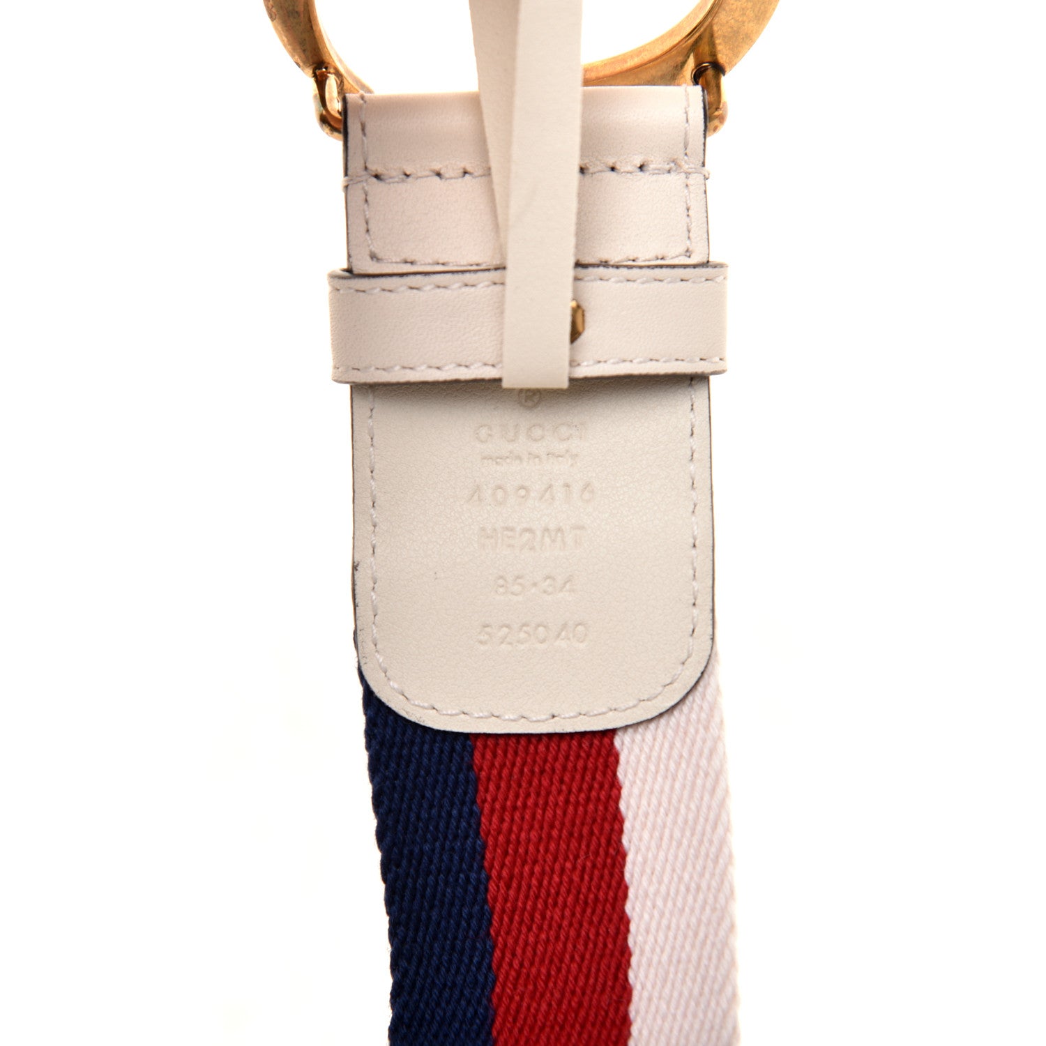 Gucci Nylon Calfskin Sylvie Web Double G 40mm Belt 85 34 Mystic White Hibiscus Red Maritime 3 of 5
