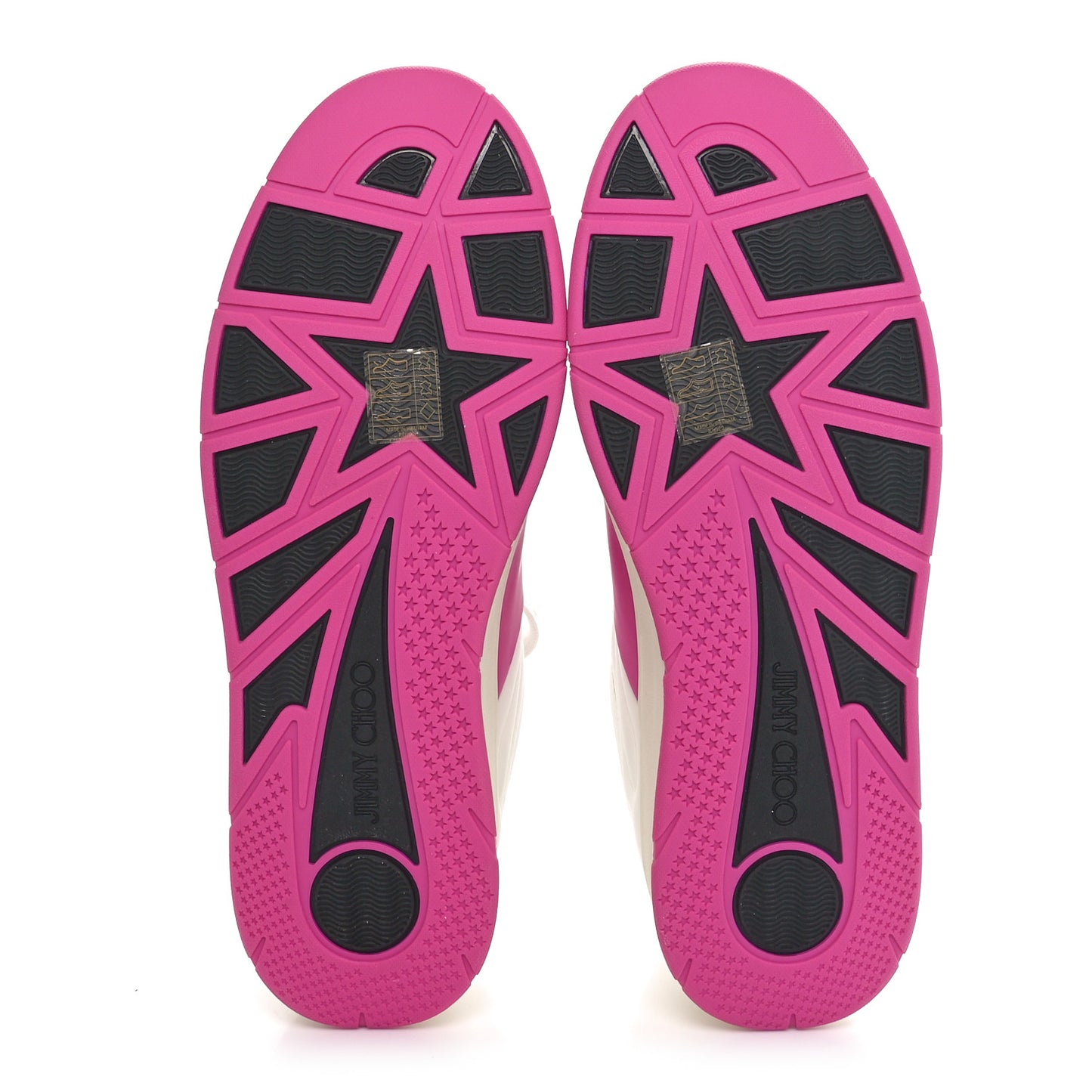 Calfskin Vinyl Striped Hawaii Flatform Sneakers 39.5 White Fuchsia