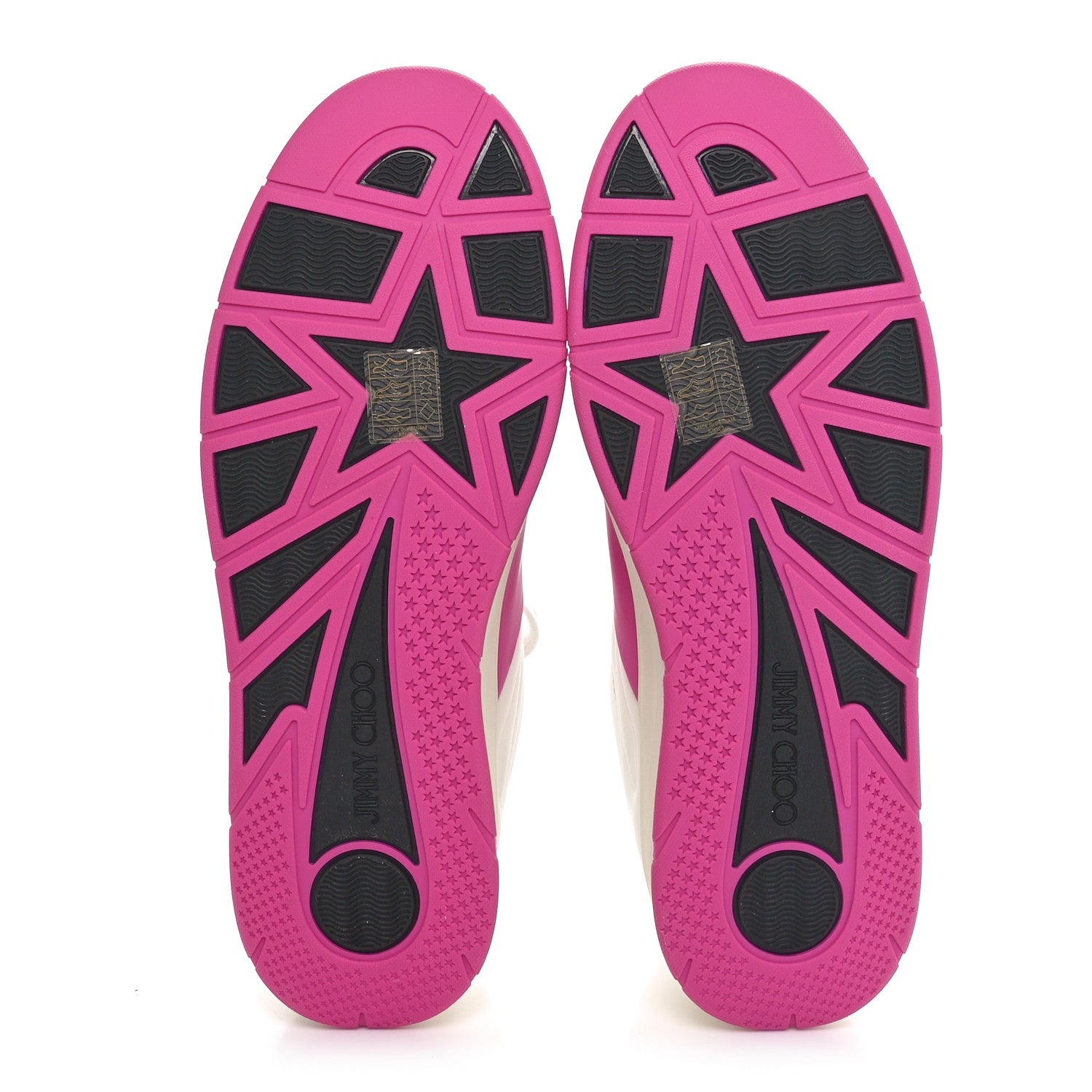 Jimmy Choo Calfskin Vinyl Striped Hawaii Flatform Sneakers 39.5 White Fuchsia 6 of 10