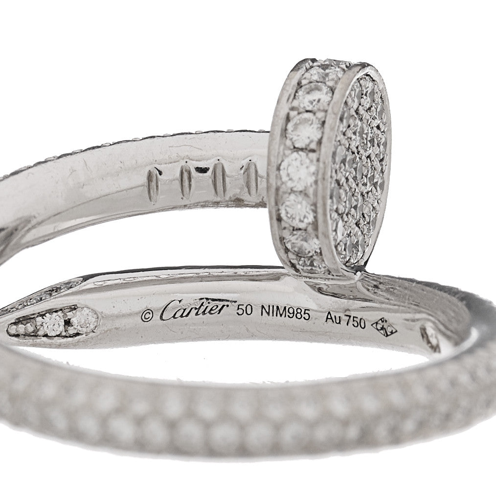Cartier 18K White Gold Diamond Juste Un Clou Full Paved Ring 50 5.25 5 of 5