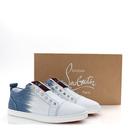 Christian Louboutin Denim Graffiti Mens Fique A Vontade Flat Sneakers 42.5 Blue White 10 of 10