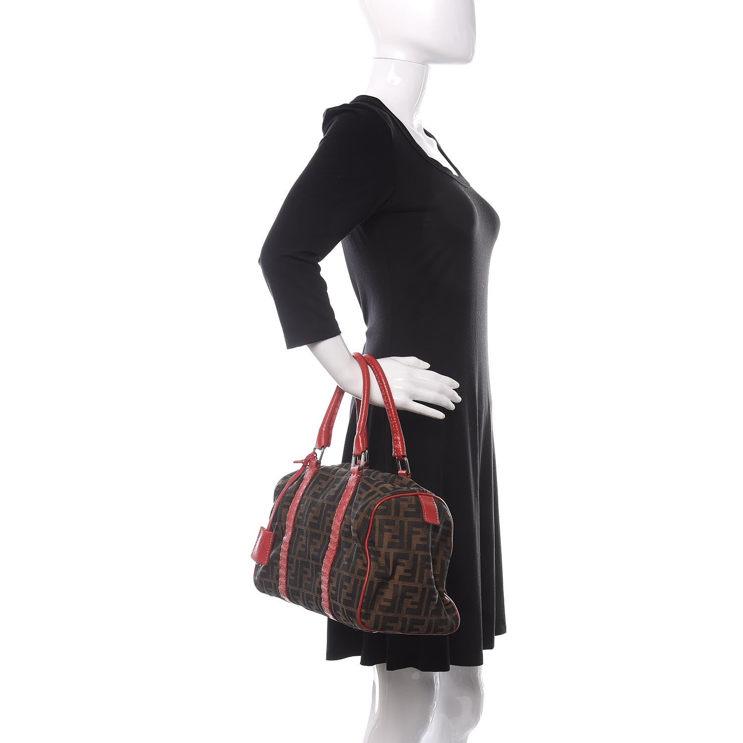 Fendi Zucca Cuoio Romano Selleria Medium Boston Tobacco Rosso Scuro 2 of 10